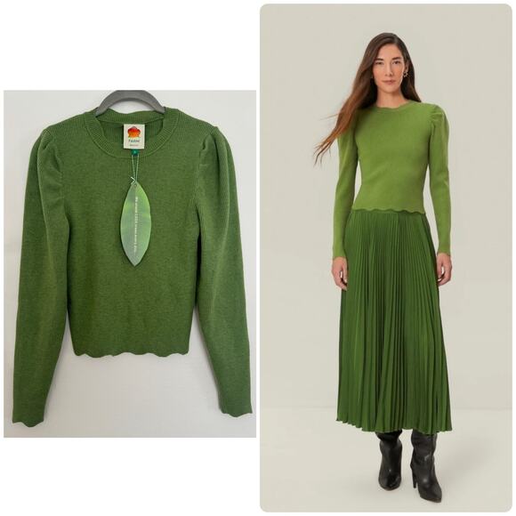 Farm Rio Green Knit Blouse - Picture 1 of 6
